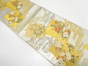 花色紙道長文模様織り出し　袋帯